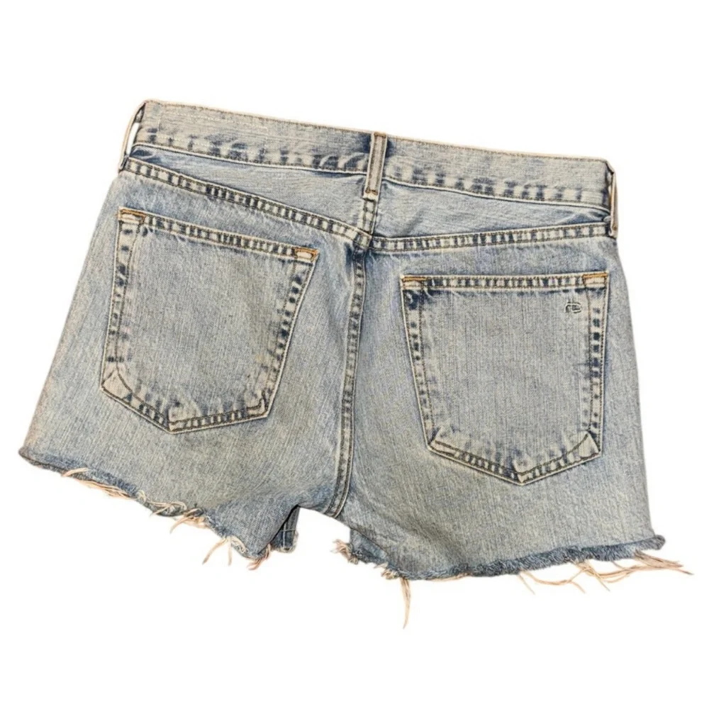 Rag & Bone Mid‎ Rise Frayed Hem Boyfriend Jean Shorts in Clean Madison 24